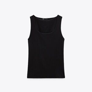 NWT Zara Classic Scoop Neck Black Tank Top